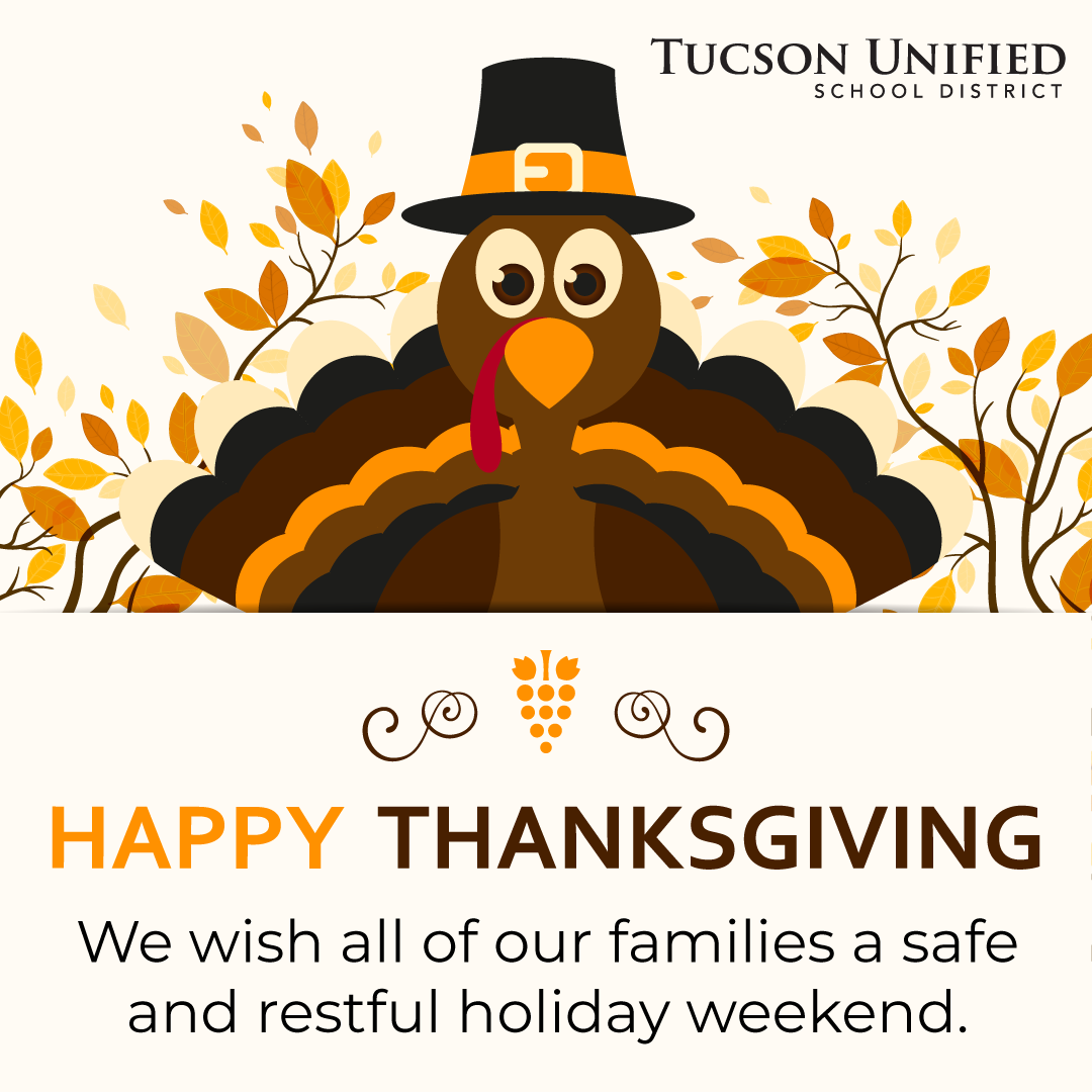 Happy Thanksgiving! We wish all our families a safe and restful holiday weekend. Cartoon turkey graphic