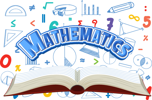 Colorful magnets of numbers and math symbols.