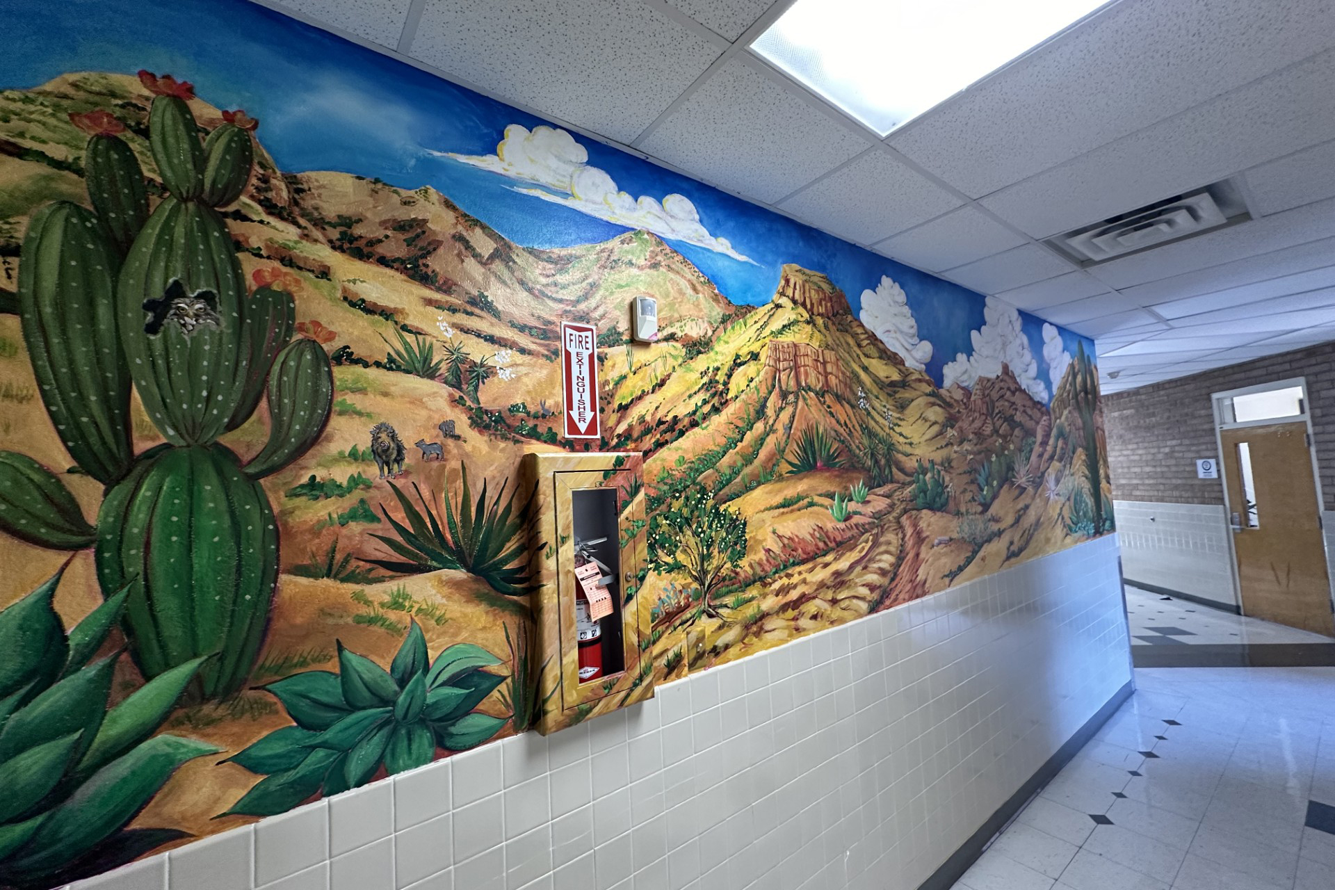 Full view of new Sonoran Desert themed mural at Howenstine Professional Learning Center