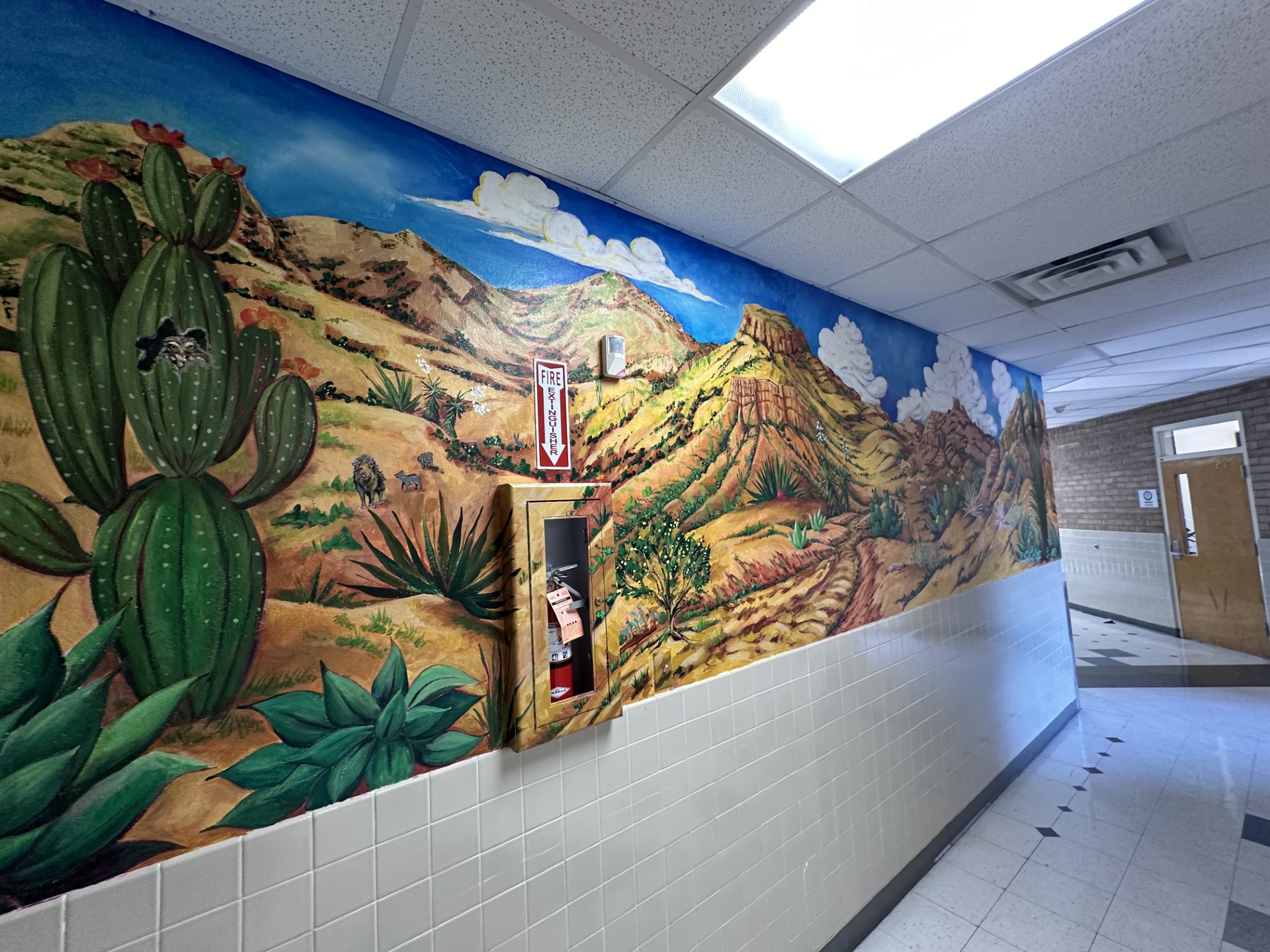 The front view of the new Sonoran Desert themed mural at Howenstine