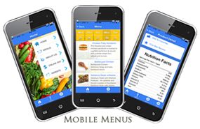 Mobile Menus with image of three phones showing the school menus