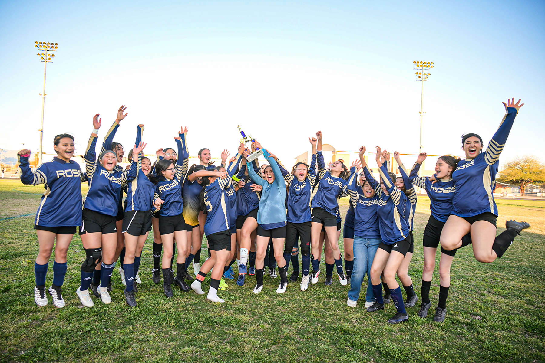 CE Rose girls soccer team jumps for joy over their win